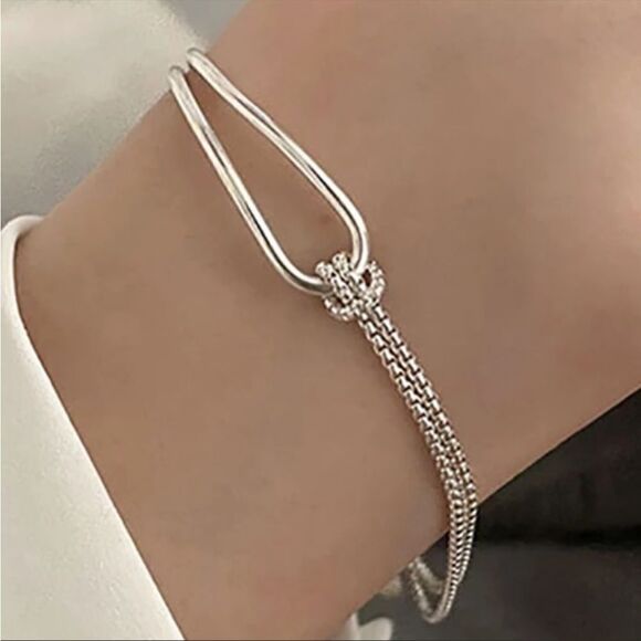 #11 NEW 925 Sterling Silver Geometric Chain Bracelet - Picture 4 of 5